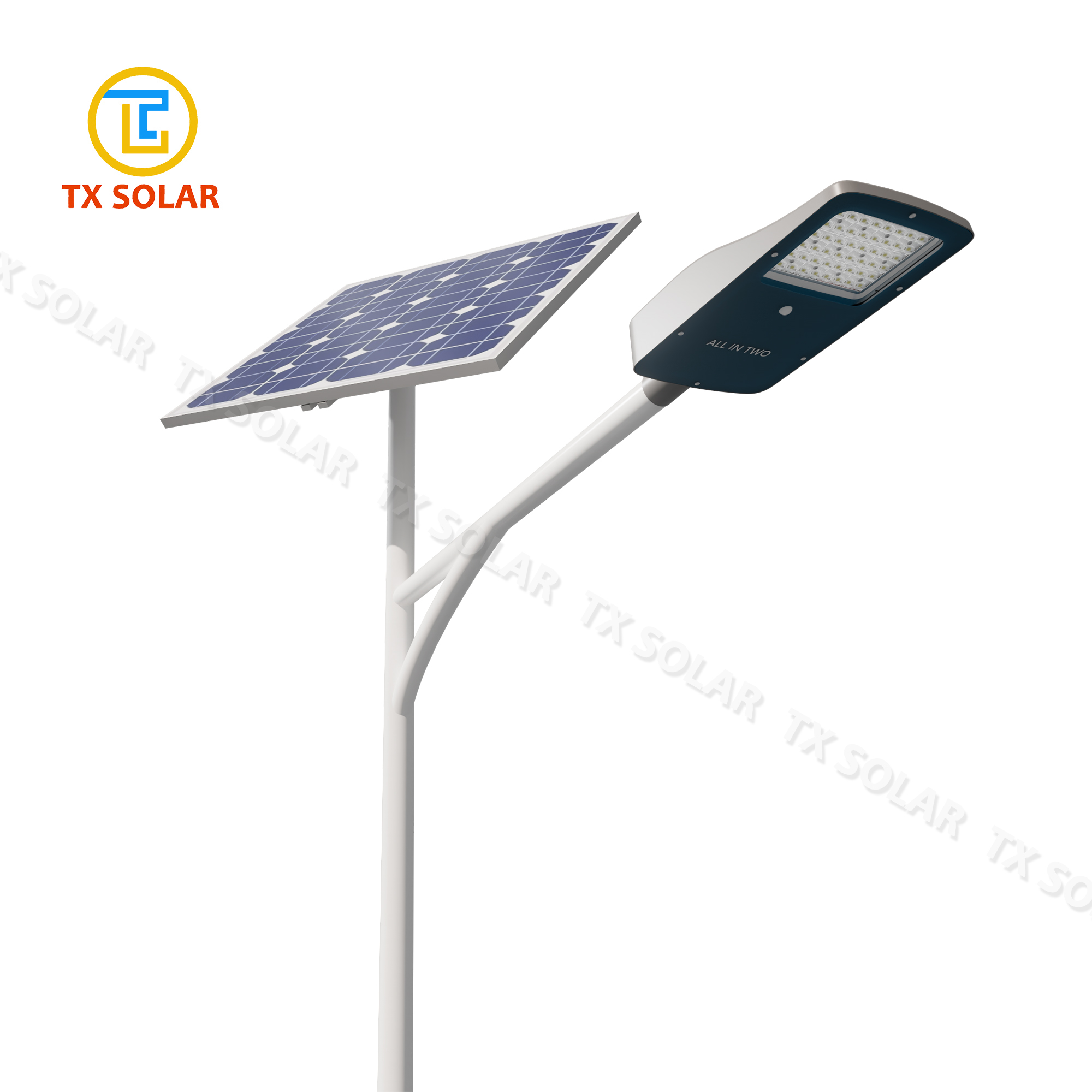 All in Two Solar Street Light with Pole and Solar Panel