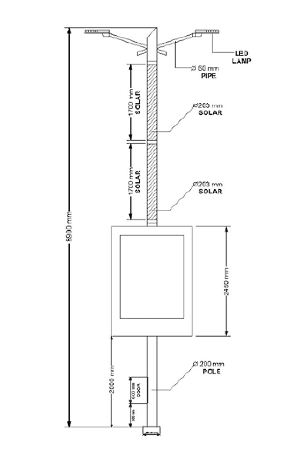 Flexible Solar Panel LED Street Light with Billboard