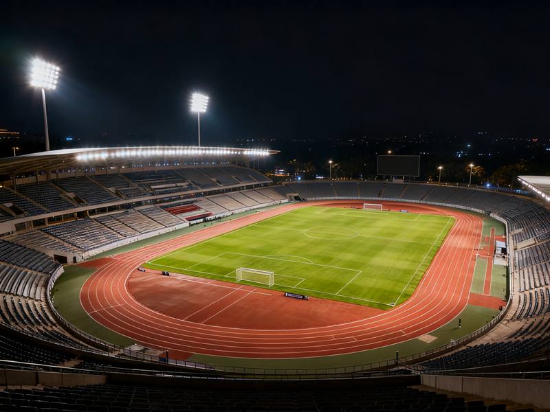What types of lighting should be used in a sports stadium?
