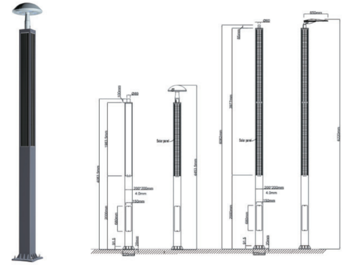 Square Solar Pole Light